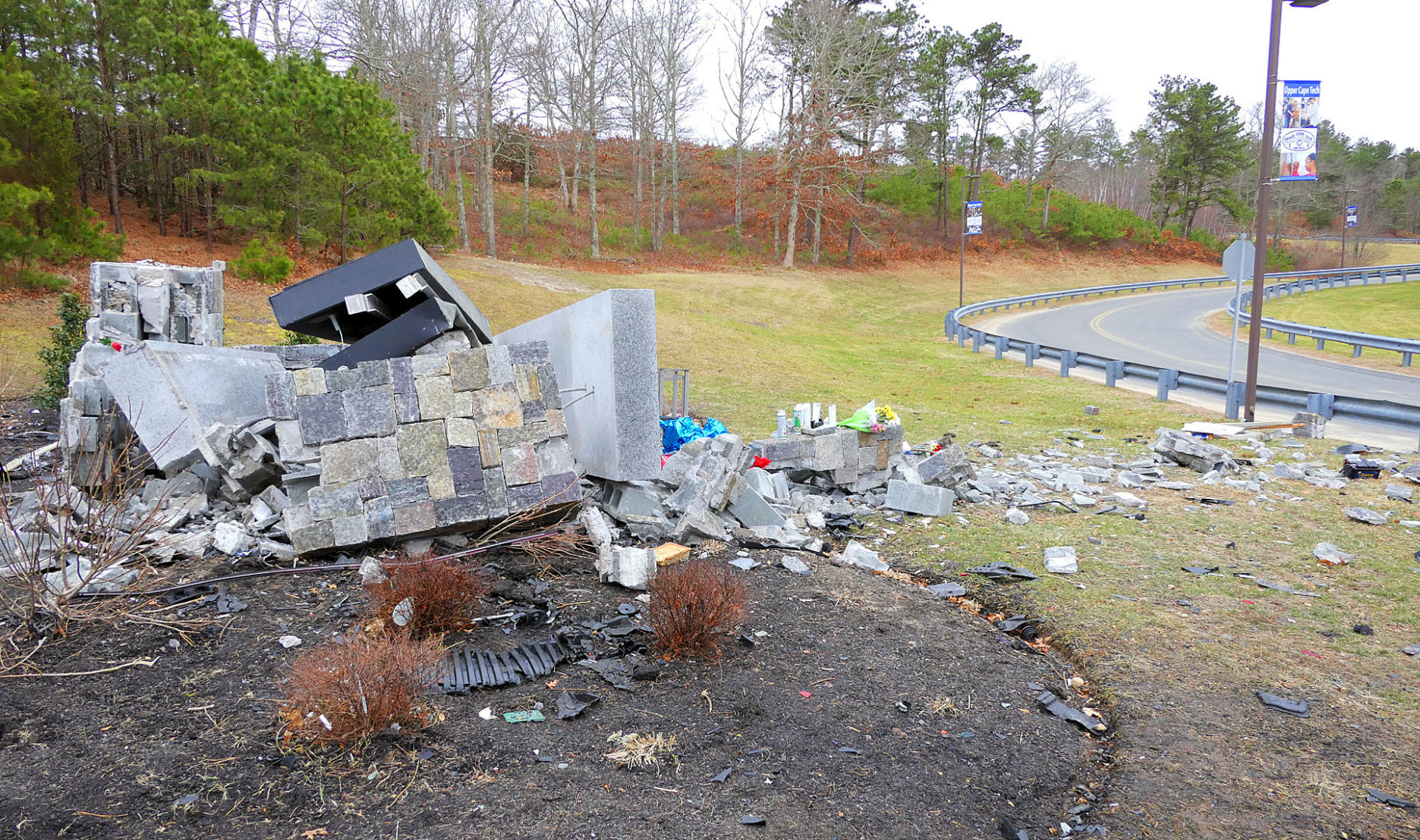 Upper Cape Tech Sign Accident